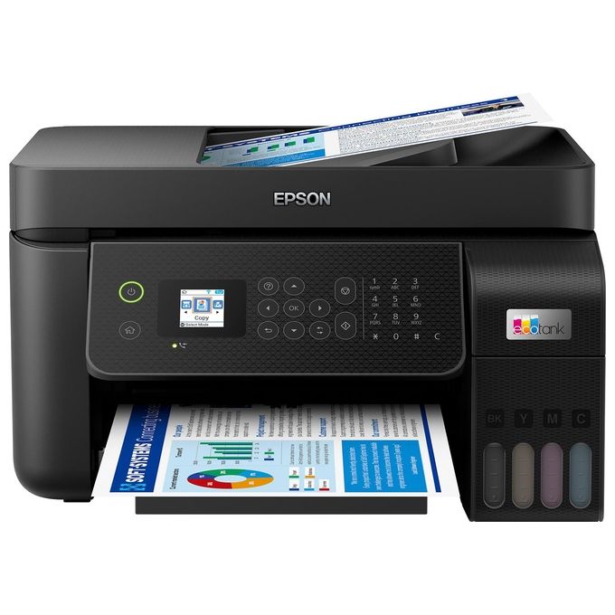 Epson EcoTank ET-4800 stampante A4 (stampa, copia, scansione, fax) ADF, display LCD 3.7cm, USB, Wi-Fi, Wi-Fi Direct, Ethernet, Epson Smart Panel, AirPrint, serbatoi flaconi alta capacita', Nero