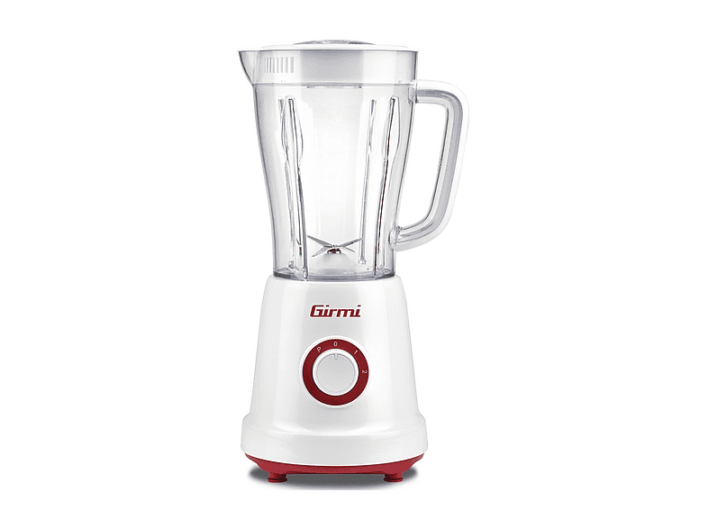 FRULLATORE GIRMI FR46, Potenza 500 W, Caraffa da 1.5 l, 2 velocità, Plastica, Acciaio inox, BIANCO/ROSSO