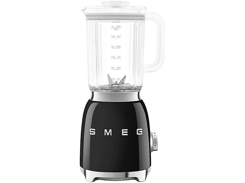 FRULLATORE SMEG BLF03BLEU, Potenza 800 W, Caraffa da 1.5 l, 4 velocità, Plastica, Acciaio inox, nero