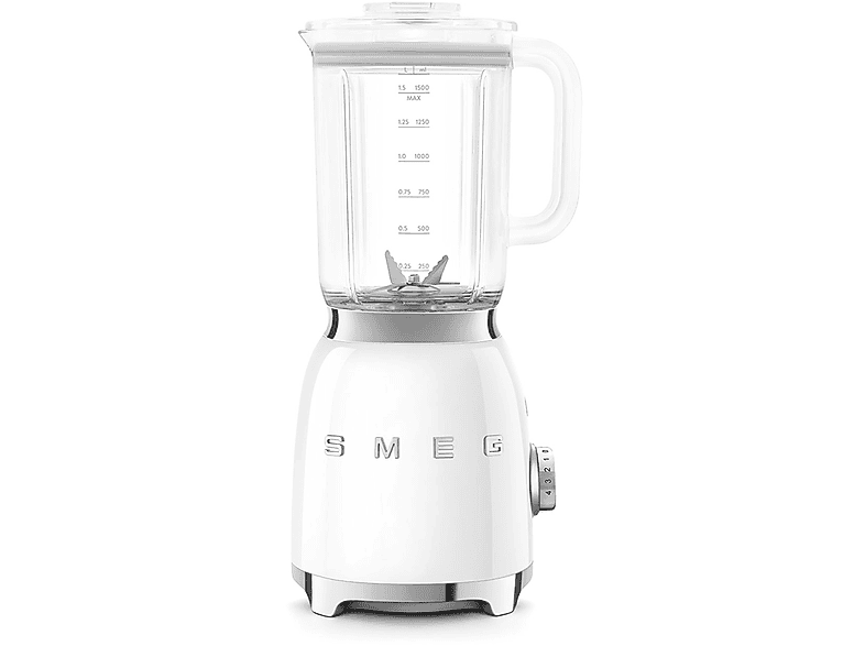 FRULLATORE SMEG BLF03WHEU, Potenza 800 W, Caraffa da 1.5 l, 4 velocità, Plastica, Acciaio inox, BIANCO