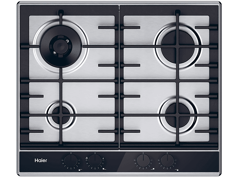 HAIER HAHG6BR4TX PIANO COTTURA GAS, 4 zone di cottura, dimensioni: L 59,5 cm, P 3,5 piano in Acciaio, Inox