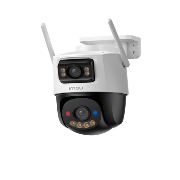 Imou Cruiser Dual 2 Pro Telecamera da esterno, motorizzata, doppia ottica 4MP+4MP, visione notturna a colori, conversazione bidirezionale, rilevamento umano/veicolo AI, tracciamento intelligente, faretto e sirena, deterrenza attiva con luci rosse e blu, r