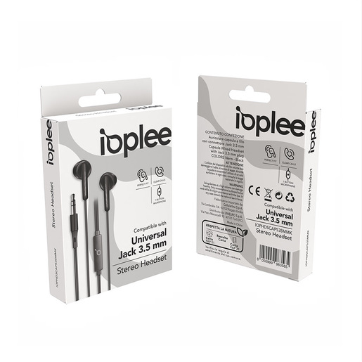 IOPLEE Auricolare Capsula a filo con connettore Jack 3.5 mm - Nero