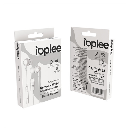 IOPLEE Auricolare In-ear a filo con connettore USB-C - Bianco