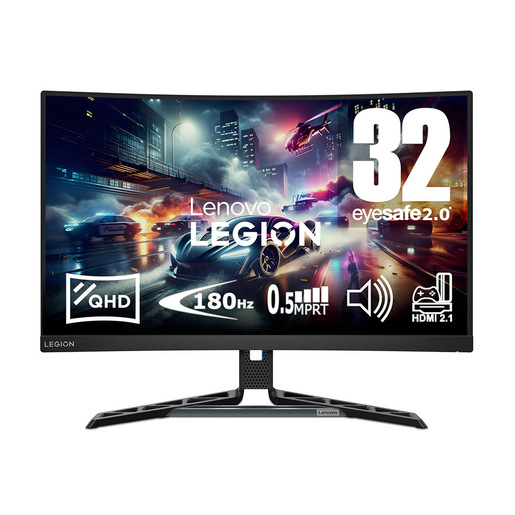 Lenovo Legion R32qc-30 - Monitor Gaming 31.5'' VA Curvo 1500R QHD 2560x1440 0 180Hz 0.5ms - Speakers AMD FreeSync + VESA AdaptiveSync 2xHDMI 2.1 + 1xDP 1