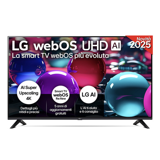 LG UHD AI 43UA73006LA TV Serie UA73 43'' 4K, α7 Gen8, HDR10, 20W, 3 HDMI con Game Optimizer, Smart TV WebOS 25