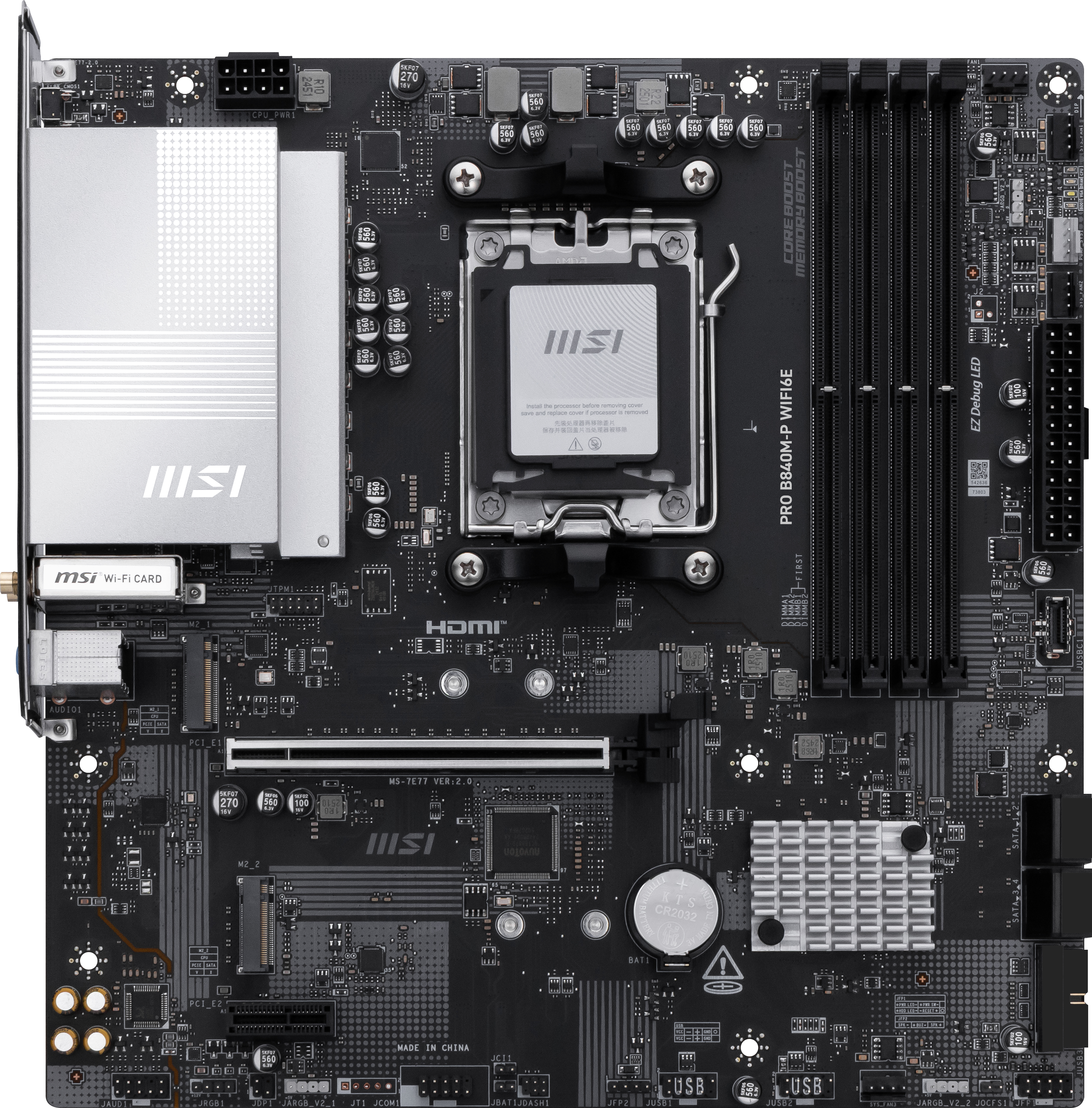 MSI MB MS-7E77PRO B840M-P WIFI6E601-7E77-010,20801-7E77-002STD PRO B840M-P WIFI6E,B840,AM5,4DDR5