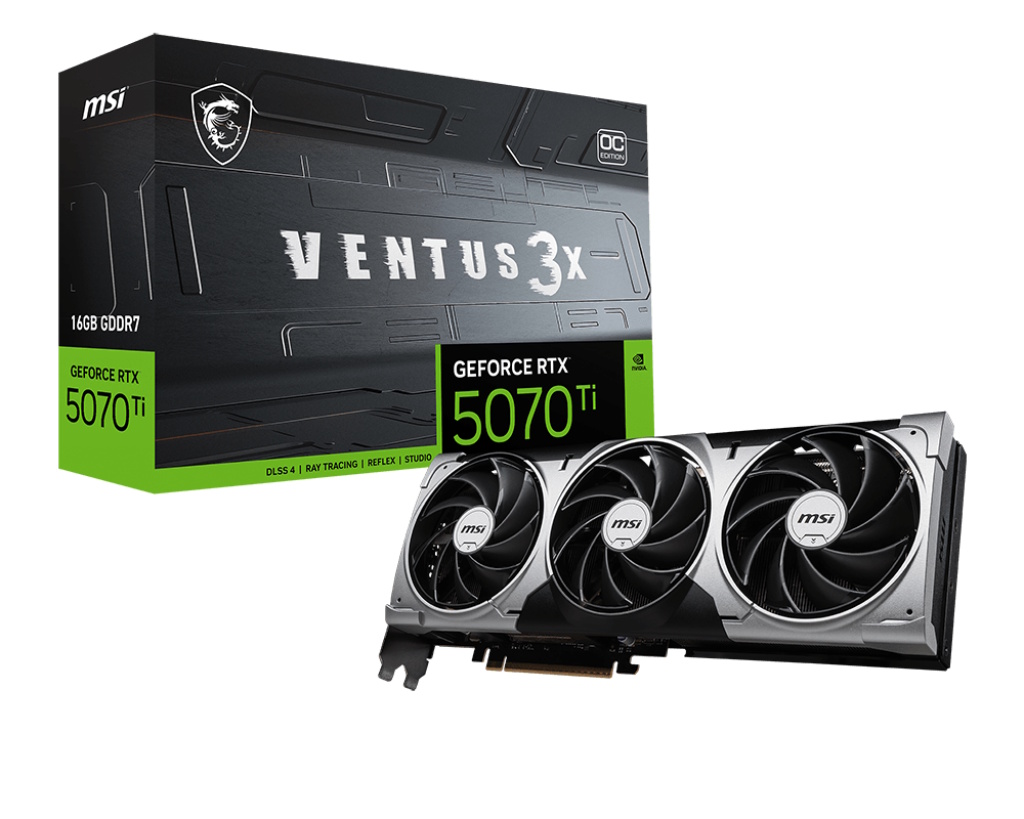 MSI VGA GEFORCE RTX 5070 TI, RTX 5070 TI 16G SHADOW 3X OC, 16GB GDDR7, HDMI/DP*3, TRIPLE FAN/OC, BUL