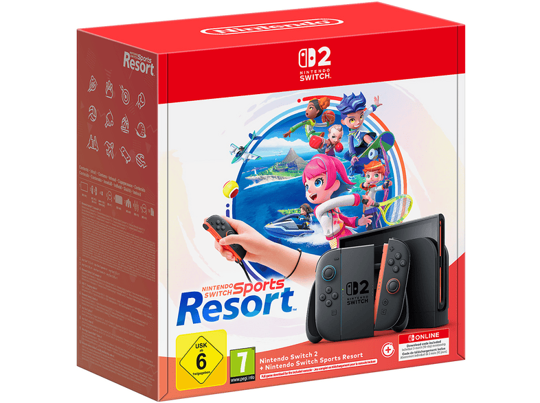 NINTENDO Switch 2 + Sports Resort, nero rosso e blu