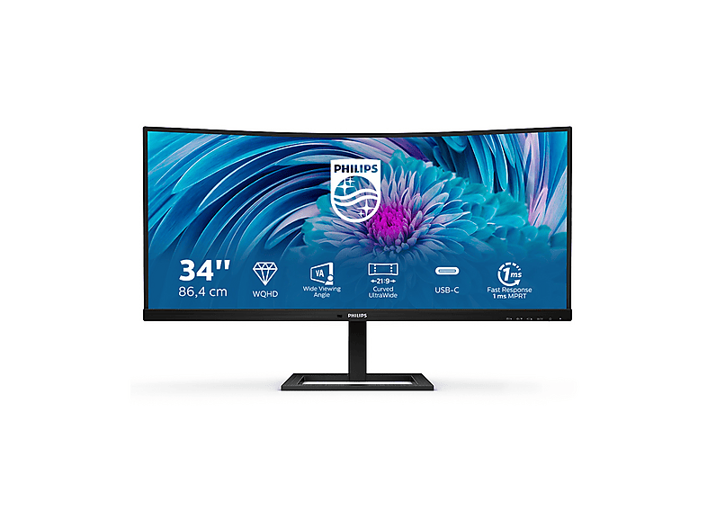 PHILIPS 346E2CUAE/00 Monitor Gaming Curvo, 34 ", 3440 x 1440 Pixel, tempo di risposta 4 ms, refresh rate 100 Hz