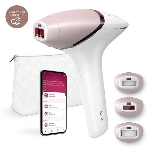 Philips Epilatore a Luce Pulsata Lumea con tecnologia SenseIQ e custodia bianco BRI955/00