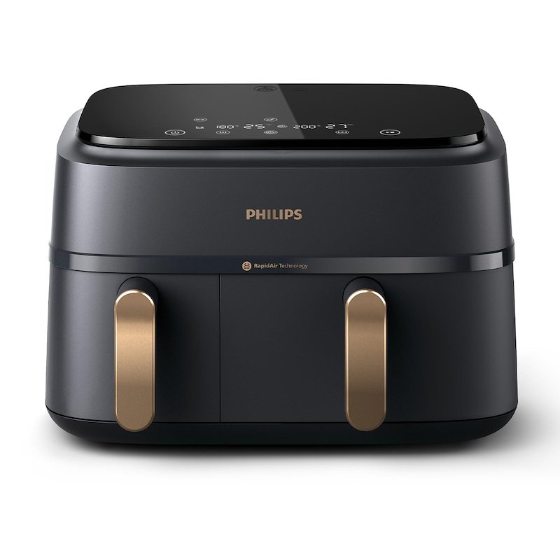 Philips Friggitrice ad Aria AirFryer Serie 3000 Doppio Cestello da 9L Na352/00 Nero/Oro
