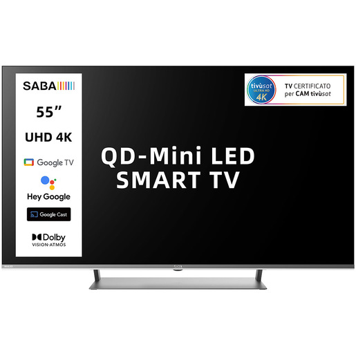 SABA SA55M91GTV Mini LED TV 139,7 cm (55'') 4K Ultra HD Smart TV Wi-Fi Grigio 350 cd/m²