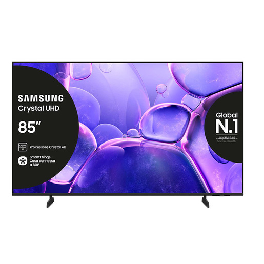 Samsung Crystal UHD 85'' UE85U8000FUXZT 4K, Processore Crystal 4K, HDR, Smart Experience, OTS Lite & Adaptive Sound, Metal Stream Design, Smart TV, 2025