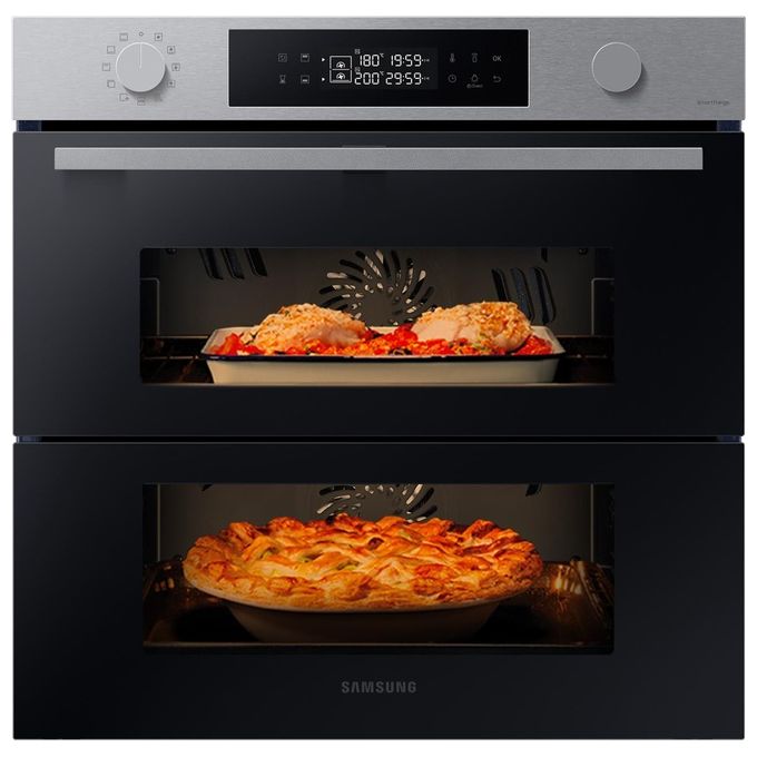 Samsung Dual Cook Flex NV7B45403BS Forno Elettrico Multifunzione con Grill da incasso a Vapore Capacita' 76 Litri Classe A+ Wi-Fi 59,5 cm Nero-Acciaio Inox