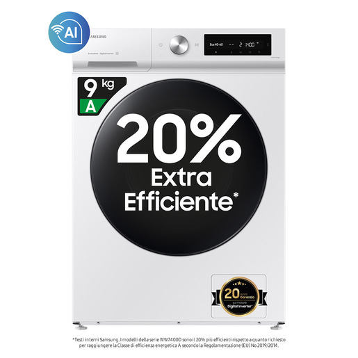 Samsung Lavatrice BESPOKE AI™ 9Kg WW90DB7U34GWU3