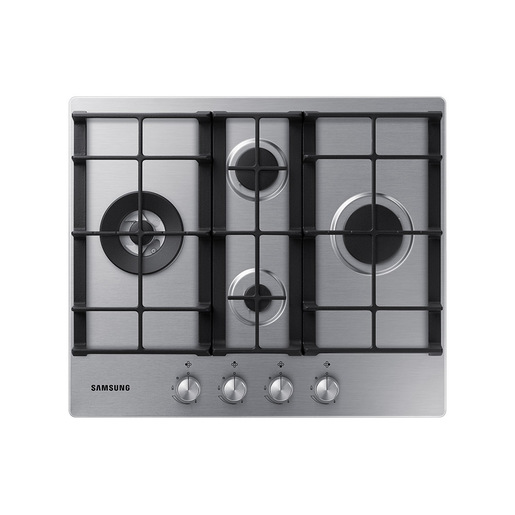 Samsung NA64H3031BS Piano cottura a gas 60cm 4 bruciatori Griglie in ghisa, Inox