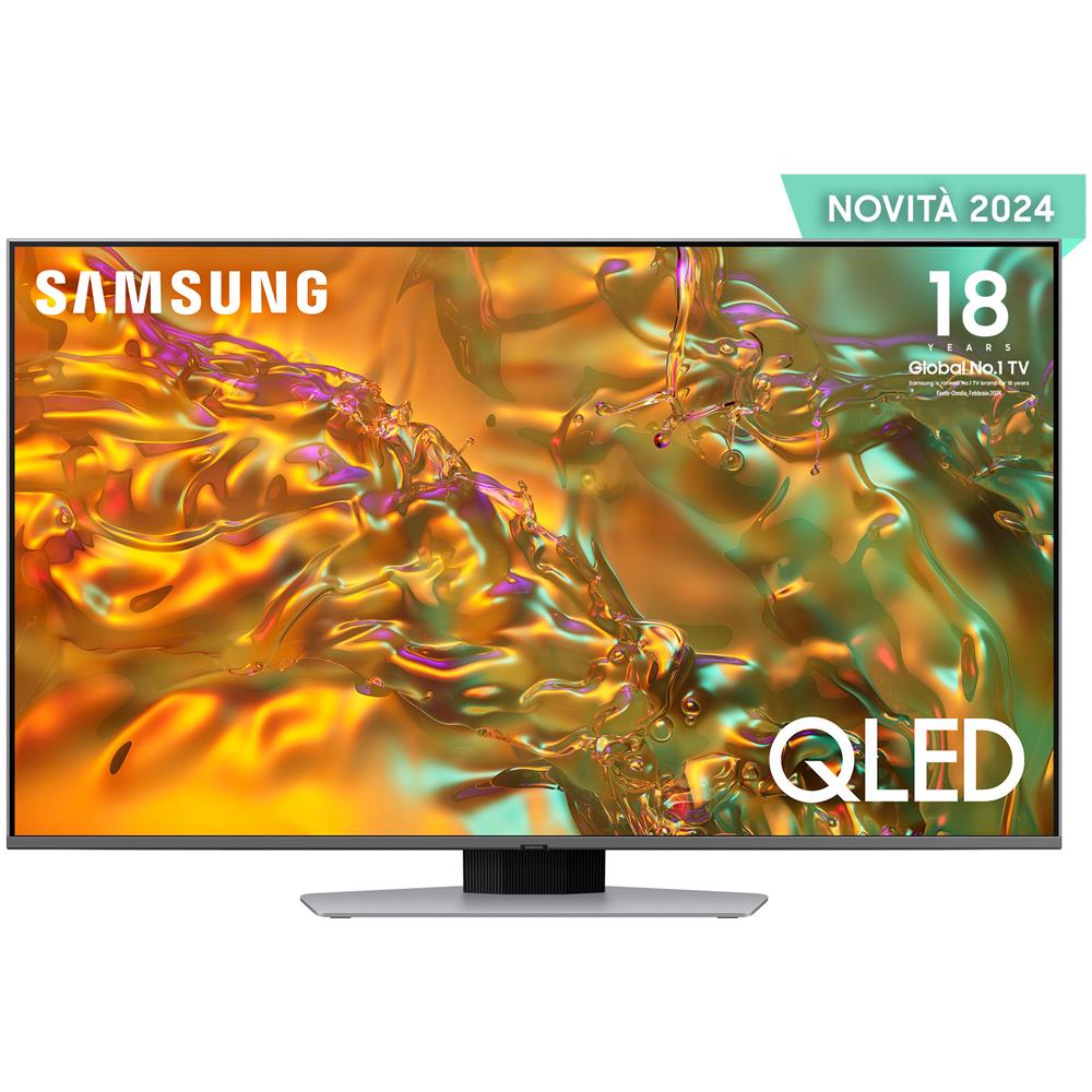 Samsung Q80D TV QLED 4K 50” QE50Q80DATXZT Smart TV Wi-Fi Eclipse Silver 2024, Processore NQ4 AI GEN2, 4K AI Upscaling, Simple Chamfer Design, Dolby Atmos