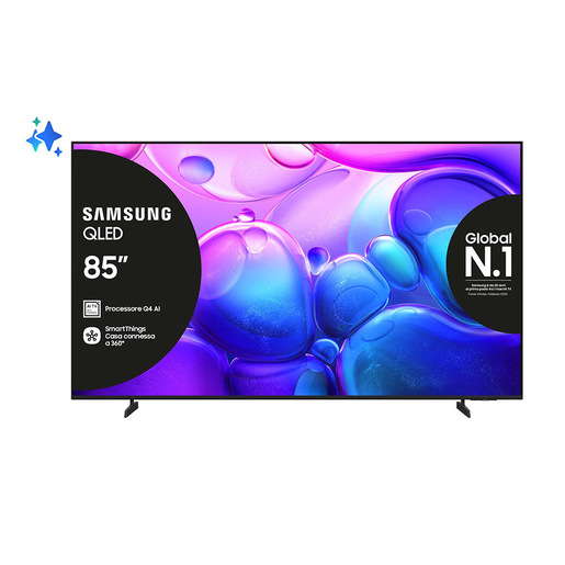 Samsung QLED 85'' QE85Q6FAAUXZT 4K, Processore Q4 Lite, 4K Upscaling, Color Booster, OTS Lite, Metal Stream Design, Smart TV, 2025