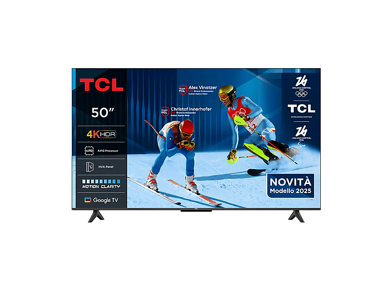 TCL 50P6K TV LED, SMART TV, 50 ", LCD, Processore AiPQ, Black, Classe E