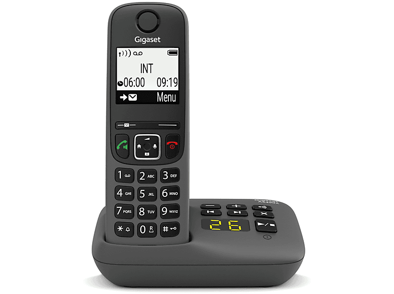 TELEFONO CORDLESS GIGASET AS490A Nero, segreteria telefonica, vivavoce, rubrica 100 numeri