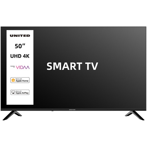 United SMART TV 50'' ULTRA HD 4K, Sistema operativo VIDAA, Triplo tuner DVBT2/C/S2 HEVC MAIN10, Dolby Audio, Parental Control