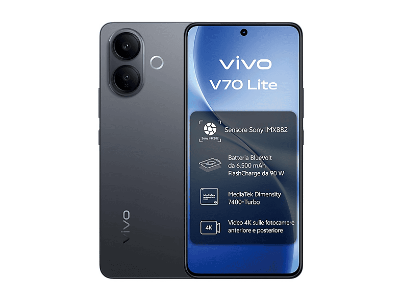 VIVO V70 Lite 5G 6+256GB, 256 GB, Black