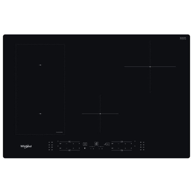 Whirlpool WLB2977NE - Piano cottura a induzione, 77 cm, 4 zone, FlexiCook, 6° Senso, funzione Booster, Nero