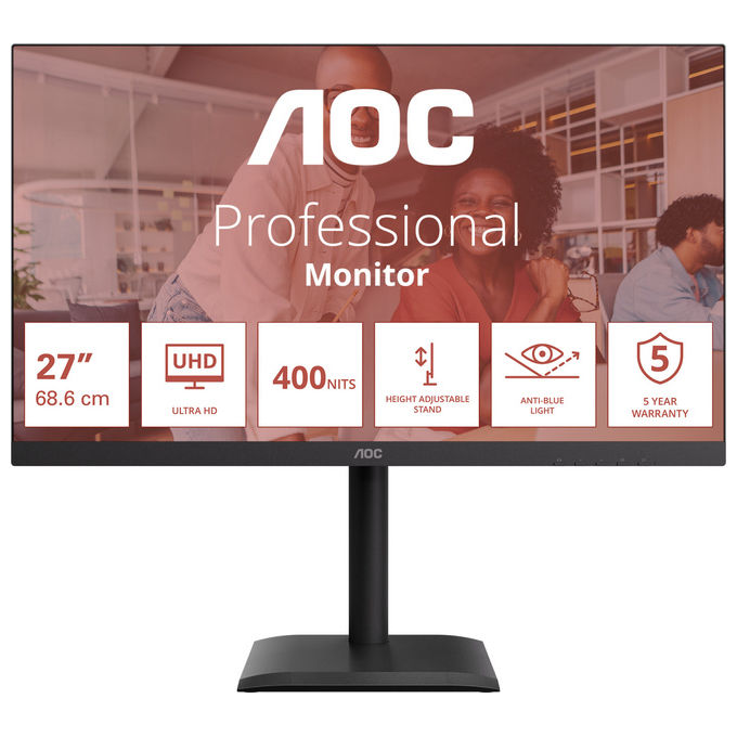 Aoc Monitor pc 27 Pollici 4k Ultra hd Led Nero U27E4Cv