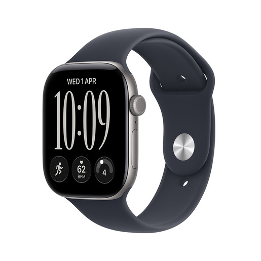 Apple Watch Series 12 GPS, cassa 42 mm in alluminio grigio siderale con cinturino Sport blu marino - M/L