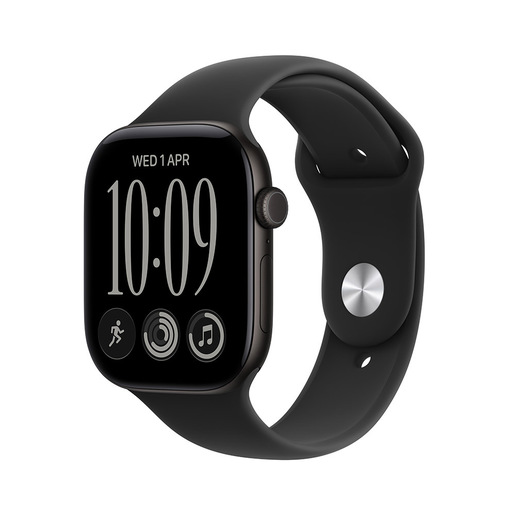 Apple Watch Series 12 GPS, cassa 42 mm in alluminio nero con cinturino Sport nero - M/L