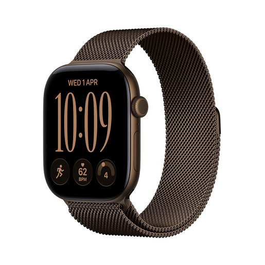 Apple Watch Series 12 GPS + Cellular, cassa 46 mm in alluminio color bronzo scuro con loop in maglia milanese color bronzo scuro - M/L