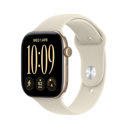 Apple Watch Series 12 GPS + Cellular, cassa 46 mm in alluminio color oro chiaro con cinturino Sport sabbia - S/M
