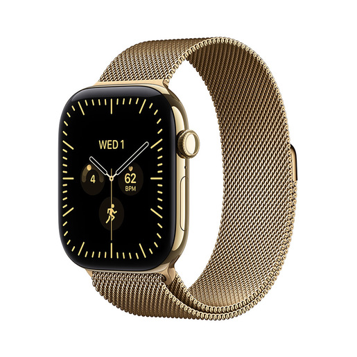 Apple Watch Series 12 GPS + Cellular, cassa 46 mm in titanio color oro brillante con loop in maglia milanese color oro brillante - M/L