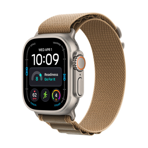 Apple Watch Ultra 4 GPS + Cellular, Cassa 49 mm in titanio naturale con Alpine Loop duna - S