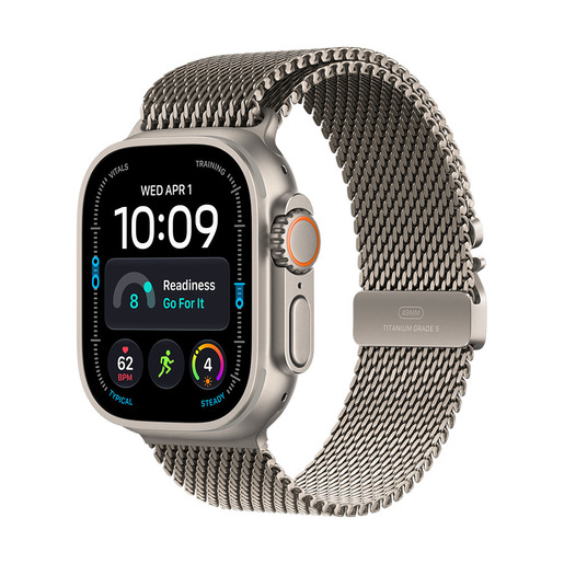 Apple Watch Ultra 4 GPS + Cellular, Cassa 49 mm in titanio naturale con Loop in maglia milanese in titanio naturale - L