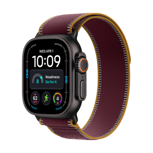 Apple Watch Ultra 4 GPS + Cellular, Cassa 49 mm in titanio nero con Trail Loop borgogna - S/M