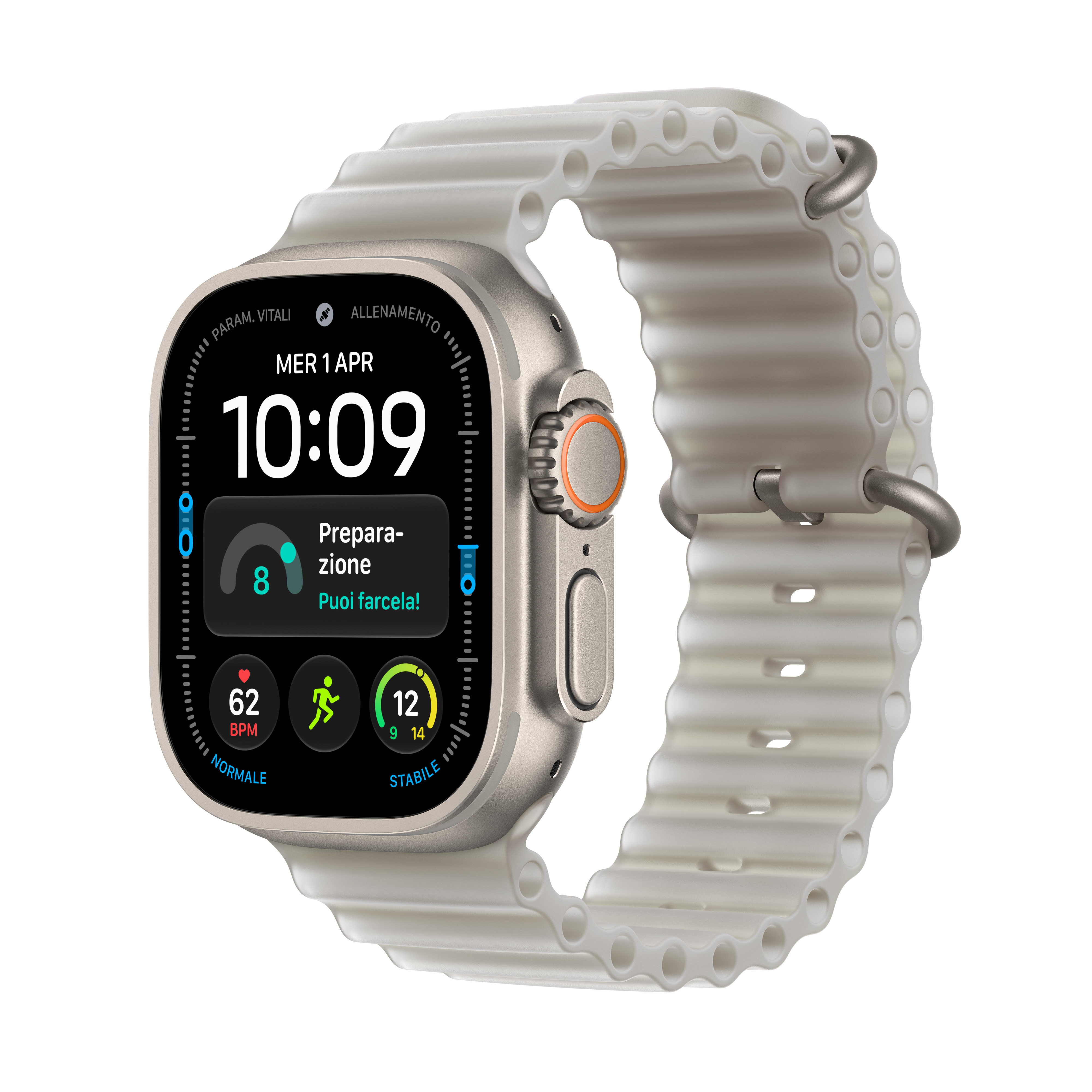 Apple Watch Ultra 4 GPS+Cellular 49MM Cassa Titanio Naturale e Ocean Band Grigio Traslucido