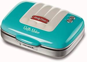 Ariete 1973 Waffle Maker Party Time - Piastra Elettrica per Waffle - Piastre Antiaderenti - 700 Watt - Celeste