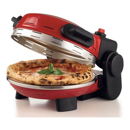 Ariete 934 Pizzeria Gourmet, Forno per pizza napoletana e calzoni, 1500W, Temperatura 400°C, 3 minuti di cottura, Pietra refrattaria rimovibile, Regolazione temperatura inferiore e superiore, Rosso