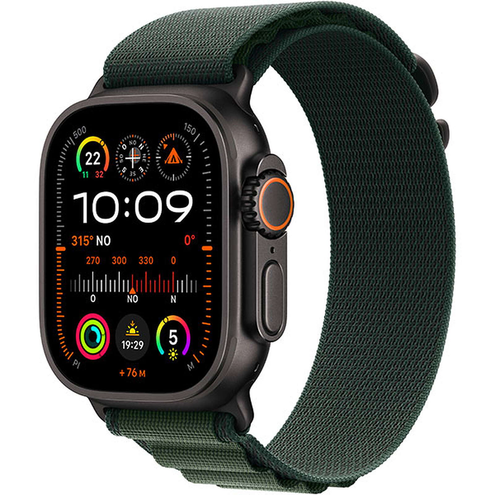 AW Ultra 2 GPS + Cellular 49mm Black Titanium Case with Dark Green Alpine Loop - Small