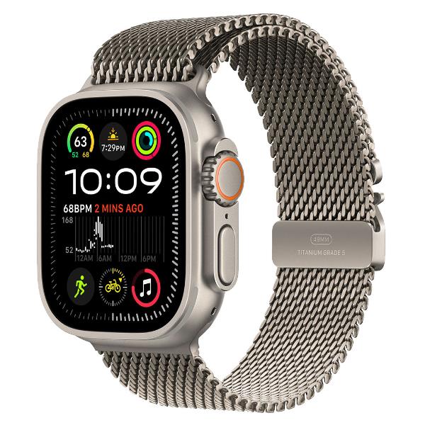 AW Ultra 2 GPS + Cellular 49mm Natural Titanium Case with Natural Titanium Milanese Loop - M