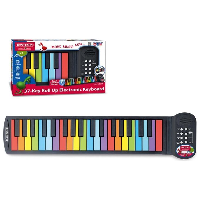Bontempi 54 3720 ColorKeys Piano Roll Up 37 Tasti Colorati 8 Suoni 6 Brani Registrazione Presa Cuffie