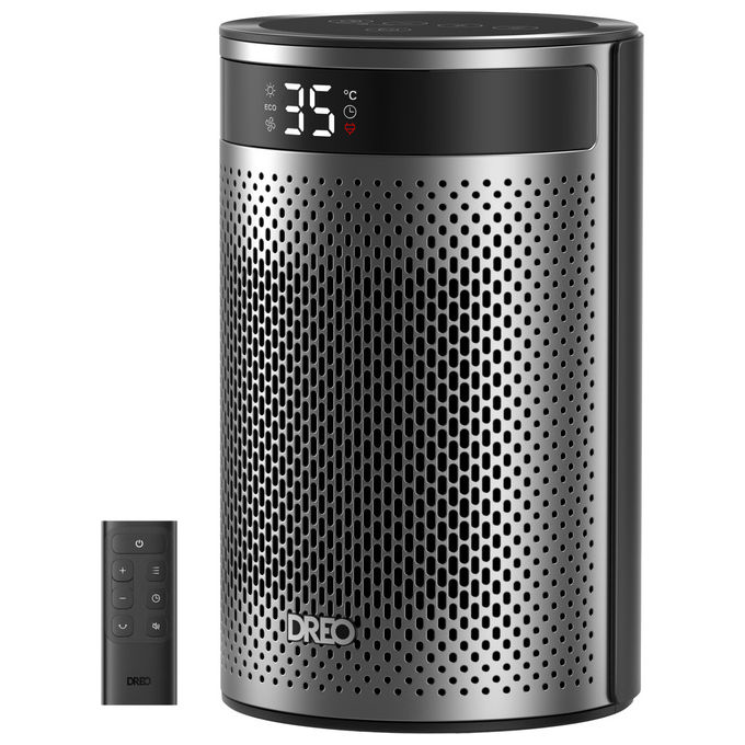 Dreo DR-HSH030 Termoventilatore Ceramico Atom 416 1500W Riscaldatore Elettrico Ambiente Nero-Argento