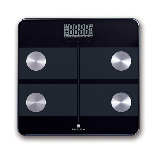 Electroline ELNFDAGS7BMI bilance pesapersone Quadrato Nero Bilancia pesapersone elettronica