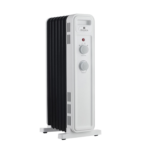 Electroline OFRE7F15M Radiatore ad olio 7 elementi riscaldanti Bianco Nero 1500W ruote