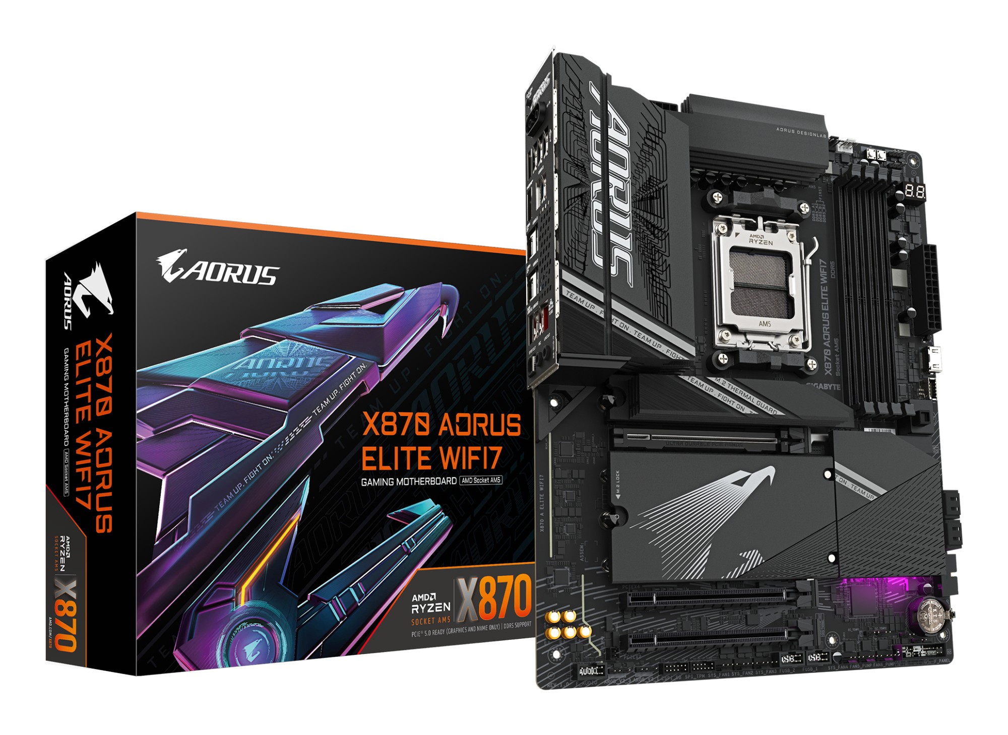 GIGABYTE X870 AORUS ELITE WIFI7 Scheda Madre - Supporta CPU AMD Ryzen 9000 16+2+2 fasi VRM fino a 8000MHz DDR5 (OC) 3xPCIe 5.0 + 1xPCIe 4.0 Wi-Fi 7 LAN 2.5GbE USB 4