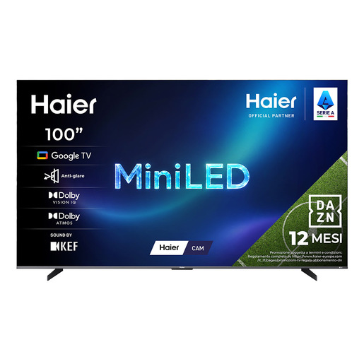 Haier S90 Series TV QLED Mini LED Ultra 100'' H100S90FUX, 4K, AI, Google TV, Dolby Vision IQ, KEF Sound, Dolby Atmos, Gaming 240Hz