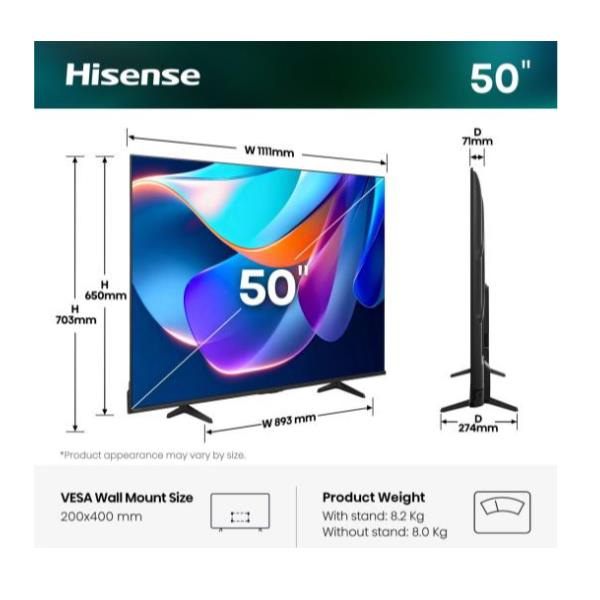 HISENSE 50A69S TVC 50 4K SMART TV SAT