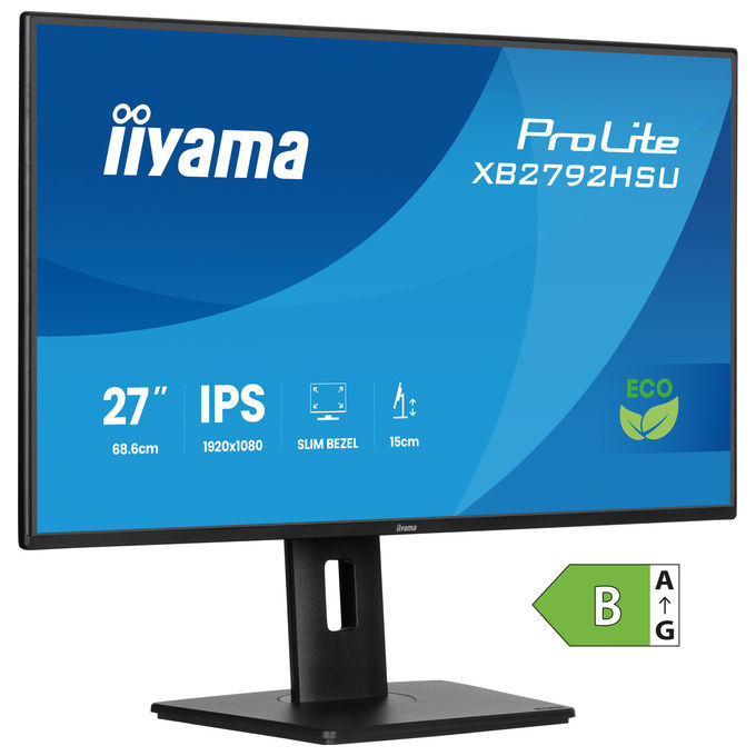 Iiyama ProLite XB2792HSU-B1 monitor 27 pollici IPS Full HD 120 Hz 3 ms hub USB 3.2 altoparlanti integrati regolabile in altezza nero